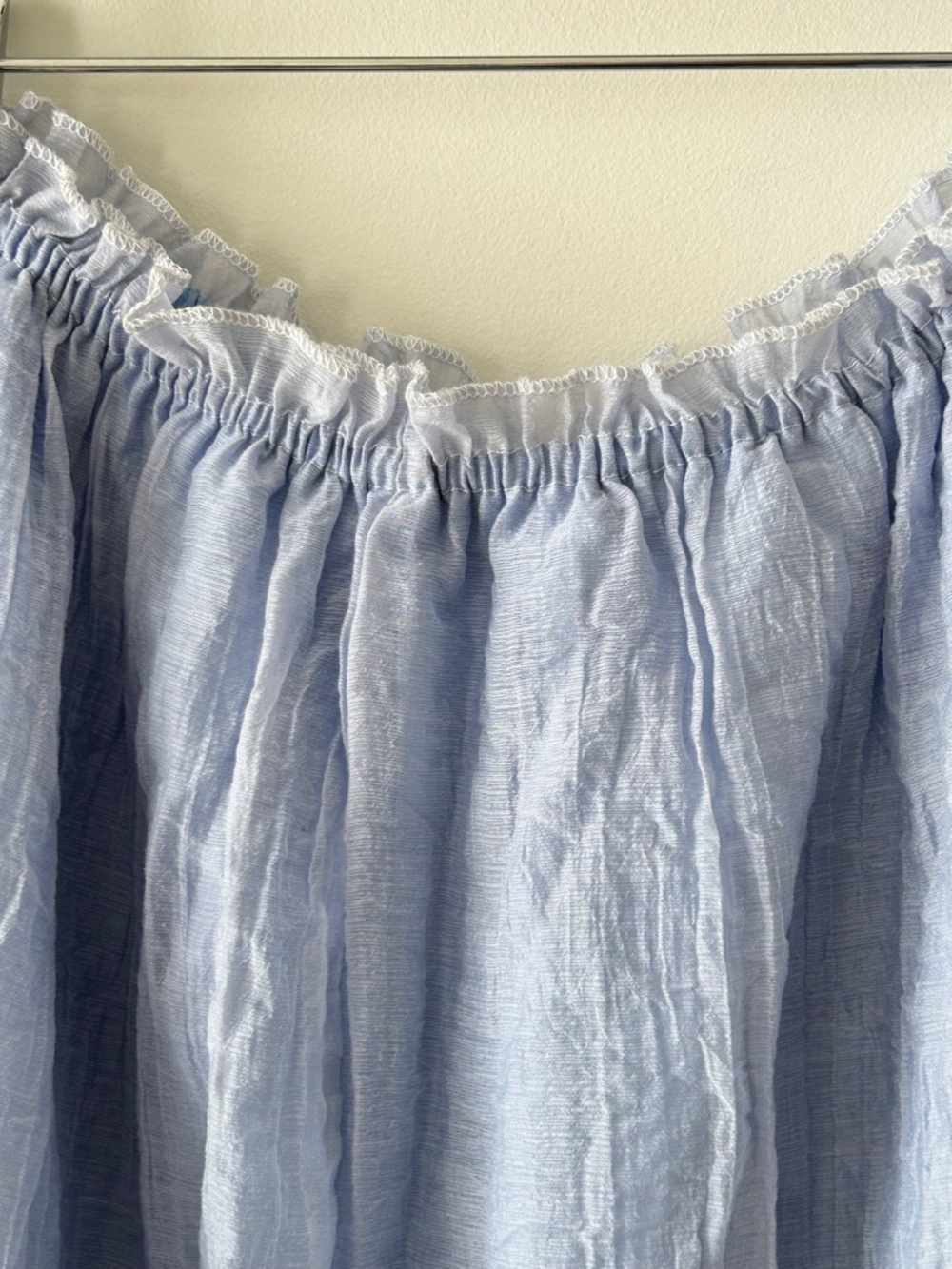 Light Blue Gauzy Ruffle Hem Maxi Skirt - Picture 11 of 16
